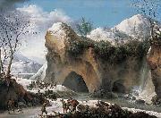 Francesco Francia Paysage montagneux sous la neige avec diligence china oil painting artist